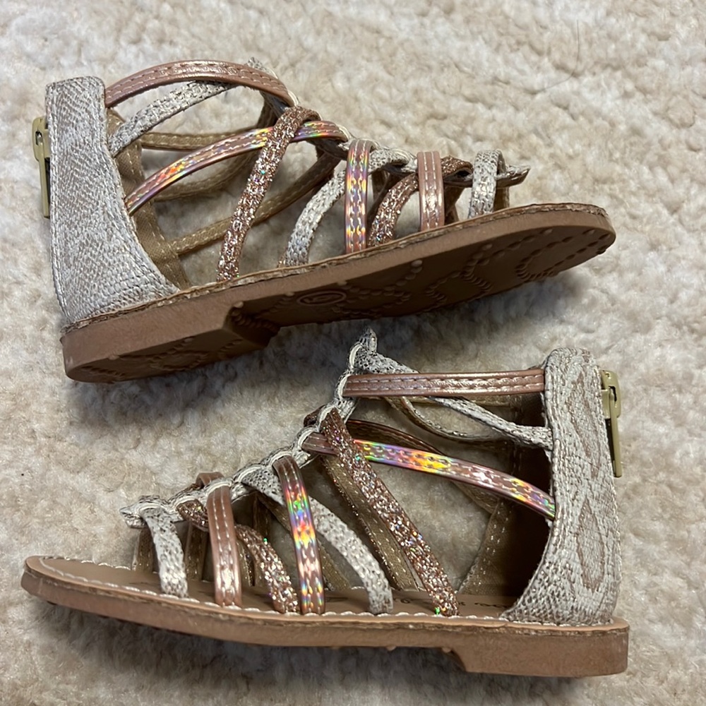 NWOT Fabulous Rose Gold and Python Print Gladiator Sandals!